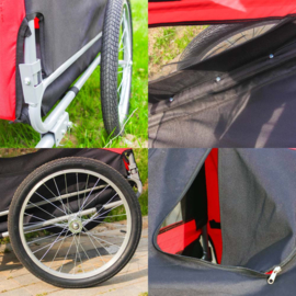 Hondenkar waterdicht fietskar trailer rood/zwart hond opvouwbaar