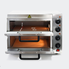Pizza oven RVS 3000W dubbel met vuursteen en 2 ovens