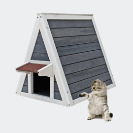 Kattenhuis piramide binnen/buiten hout