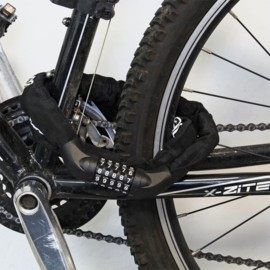 Fietsslot cijferslot hangslot zwart ketting met 5-cijferige code 120 cm
