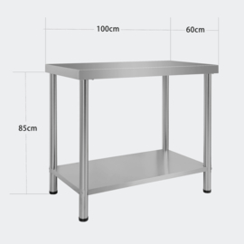 Werktafel inox rvs tuintafel 100 x 60 x 85 cm