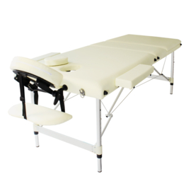 Massagetafel Alu Beige Opklapbaar In hoogte verstelbare Armleuningen