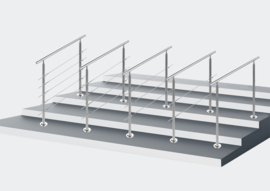 Leuning balustrade traprail rvs 4 dwarsbalken 180cm