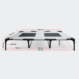 Hondenbed verhoogd ligbed grijs XL tot 30kg 122 x93x20cm