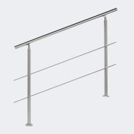 Leuning balustrade traprail rvs 2 dwarsbalken 120cm