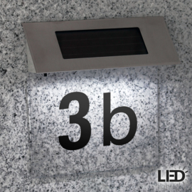 Huisnummer solar LED verlichting transparant incl. cijfers/letters