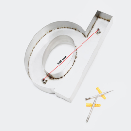 Huisletter b Arial rvs/inox 3D 20cm weerbestendig