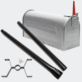 US Mailbox brievenbus Amerikaans Design zilver met staander