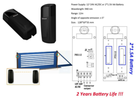 2x Set Hi-K5111 Universal, 180 Grad Richtungssensoren auf Batterie oder 12-24V. bis zu 12 Meter Reichweite. Einsetzbar in jeder Markenautomation. Perfekt für z.B. Schiebetore.