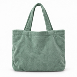 Mombag velours – luiertas Stone Green