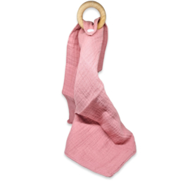 Knuffeldoek met bijtring | Roze