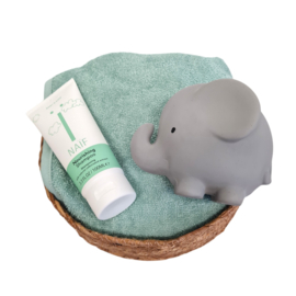 Kraamcadeau in een mandje | Olifant Groen