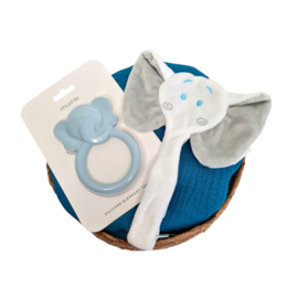 Kraamcadeau in een mandje | Olifant Blauw