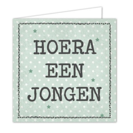 Hoera een jongen - wenskaart met envelop