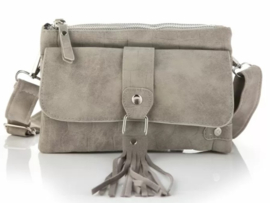 Crossbody tas met kwastjes en voorvak