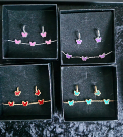 Set armband en oorbellen vlinder