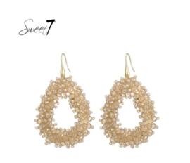 Stainless steel oorbellen beige