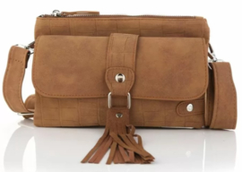 Crossbody tas met kwastjes en voorvak