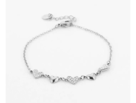 Stainless steel hartjes armband
