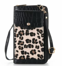 Portemonnee met telefoonvak animal print