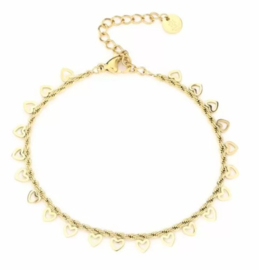 Gedraaide armband met open hartjes