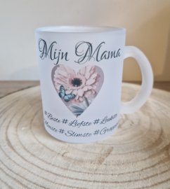 Matte theeglas met hart/tekst