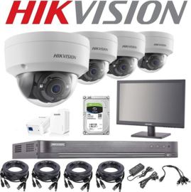 Hikvision Surveillance Analog Kit 4x Camera Dome Antivandal 5 MP 2,8 mm - DVR 4K 4xChannel