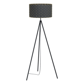 EGLO MARASALES Staande lampen staal zwart / textiel zwart, geelkoper H: 1490 mm | Ø 450 mm