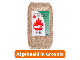 Pallet met 72 zakken witte houtpellets Pellis ENplus A1 15 kg - afgehaald in Groenlo