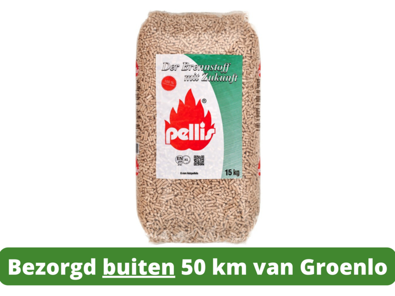 Witte houtpellets Pellis ENplus A1 15 kg - bezorgd buiten 50 km van Groenlo