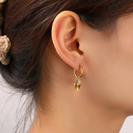 Oorbel Heart Bead Hoop Gold Crystal
