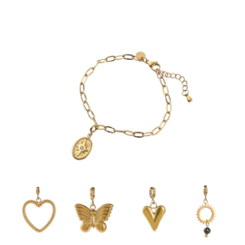 Bracelet + 5 pendants DIY Gold