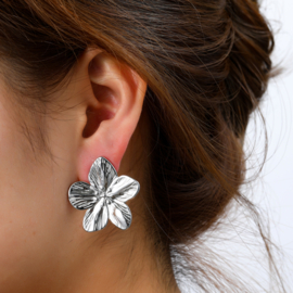 Oorbel Flower Stud 33mm Silver