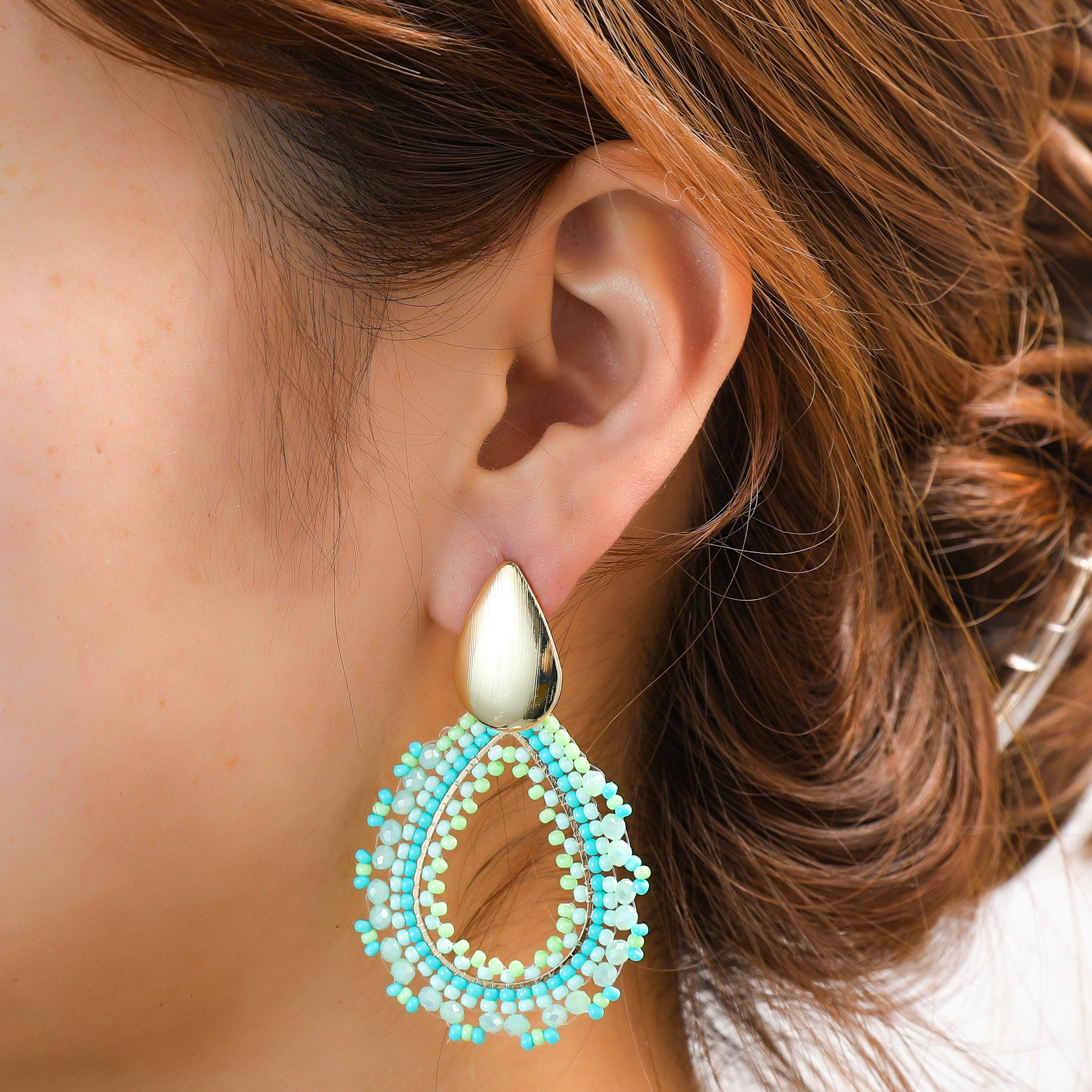 Oorbel Open Beads Drop Turquoise