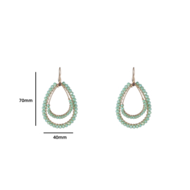 Oorbel 2 Line Beads Drop Mint