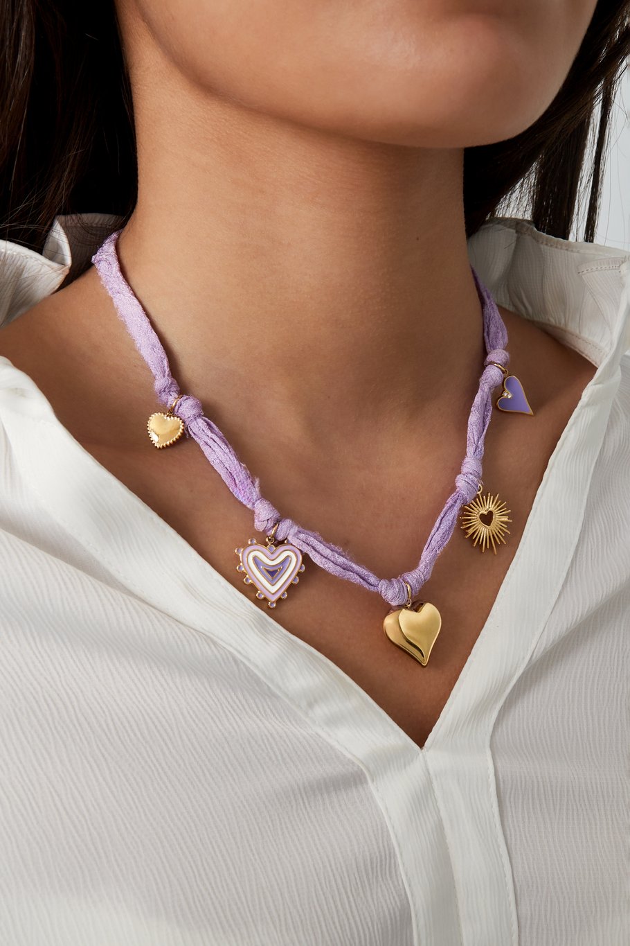 Ketting Heart Overdose Lilac Gold