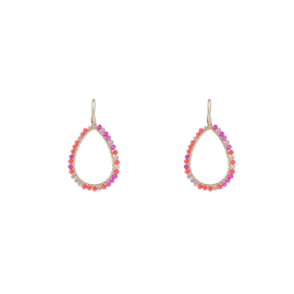 Oorbel Beads Open Drop Pink Mix