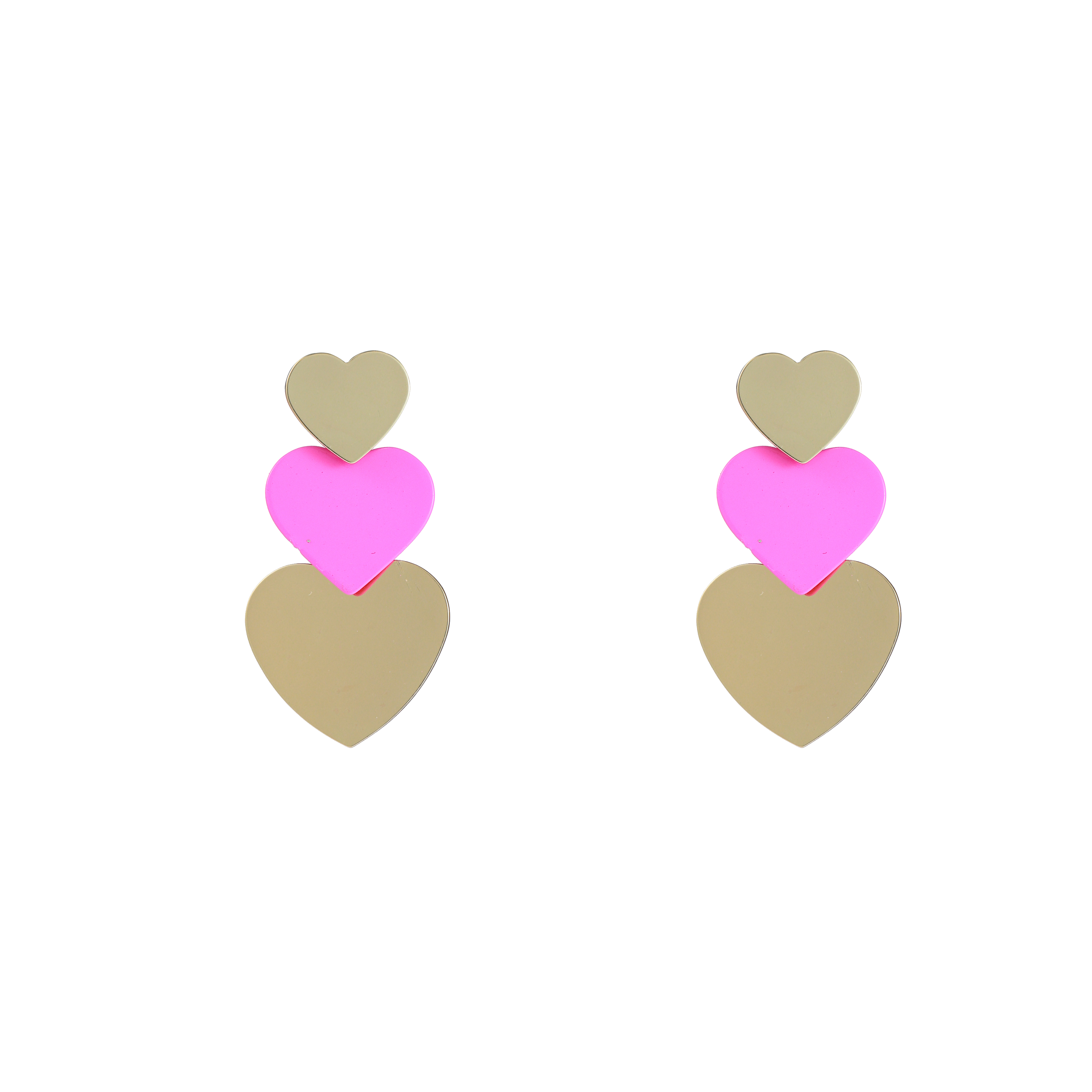 Oorbel Three Hearts Pink Gold