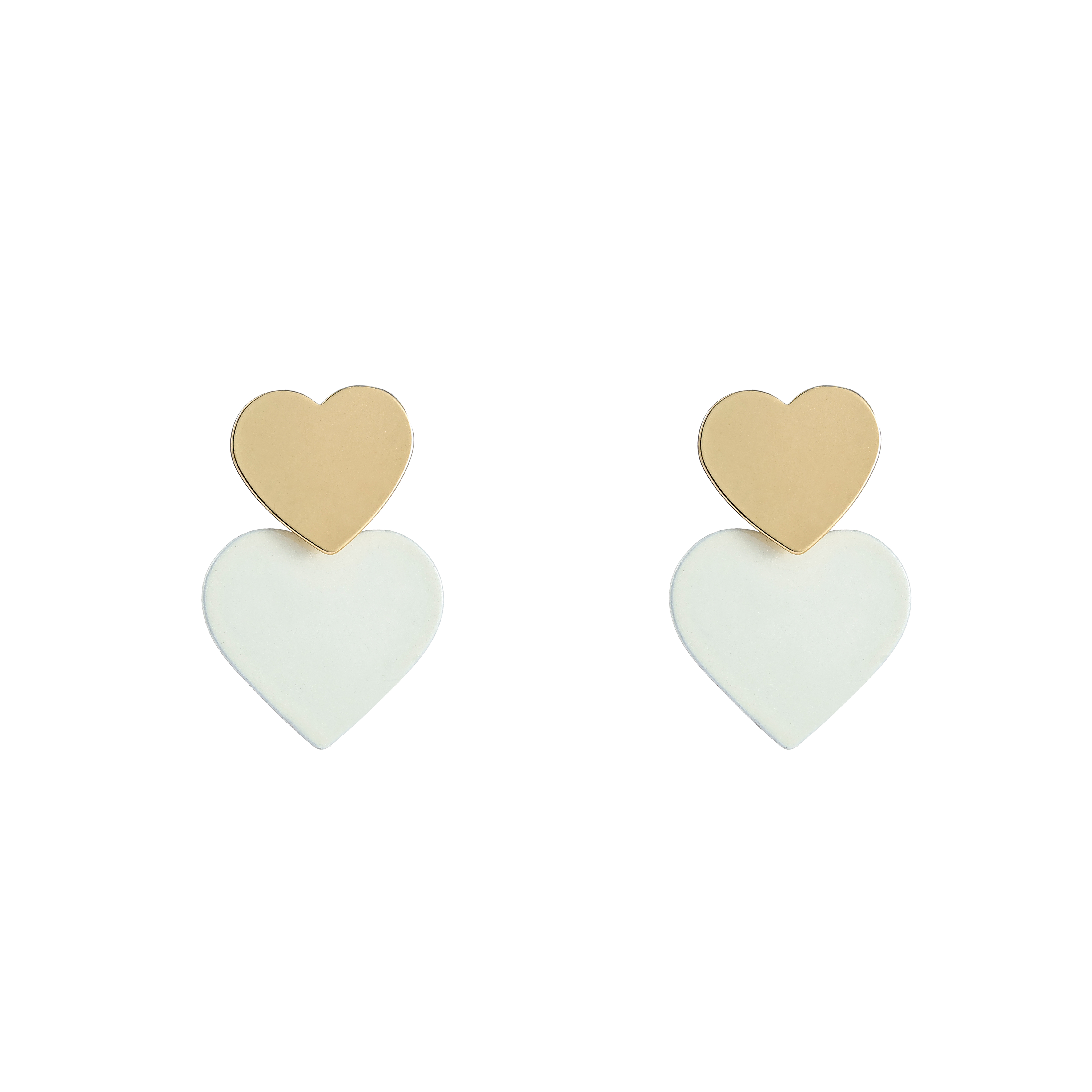 Oorbel Two Hearts White Gold