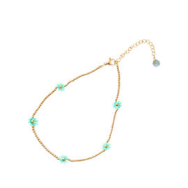 Enkelbandje Flower Apple Blue Gold