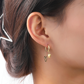 Oorbel Double Heart Hoop Gold