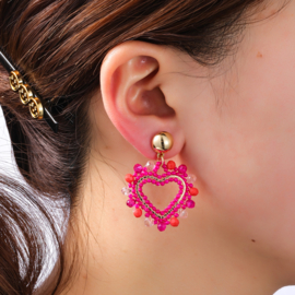 Oorbel Romantic Hearts Pink Mix