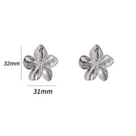 Oorbel Flower Stud 33mm Silver