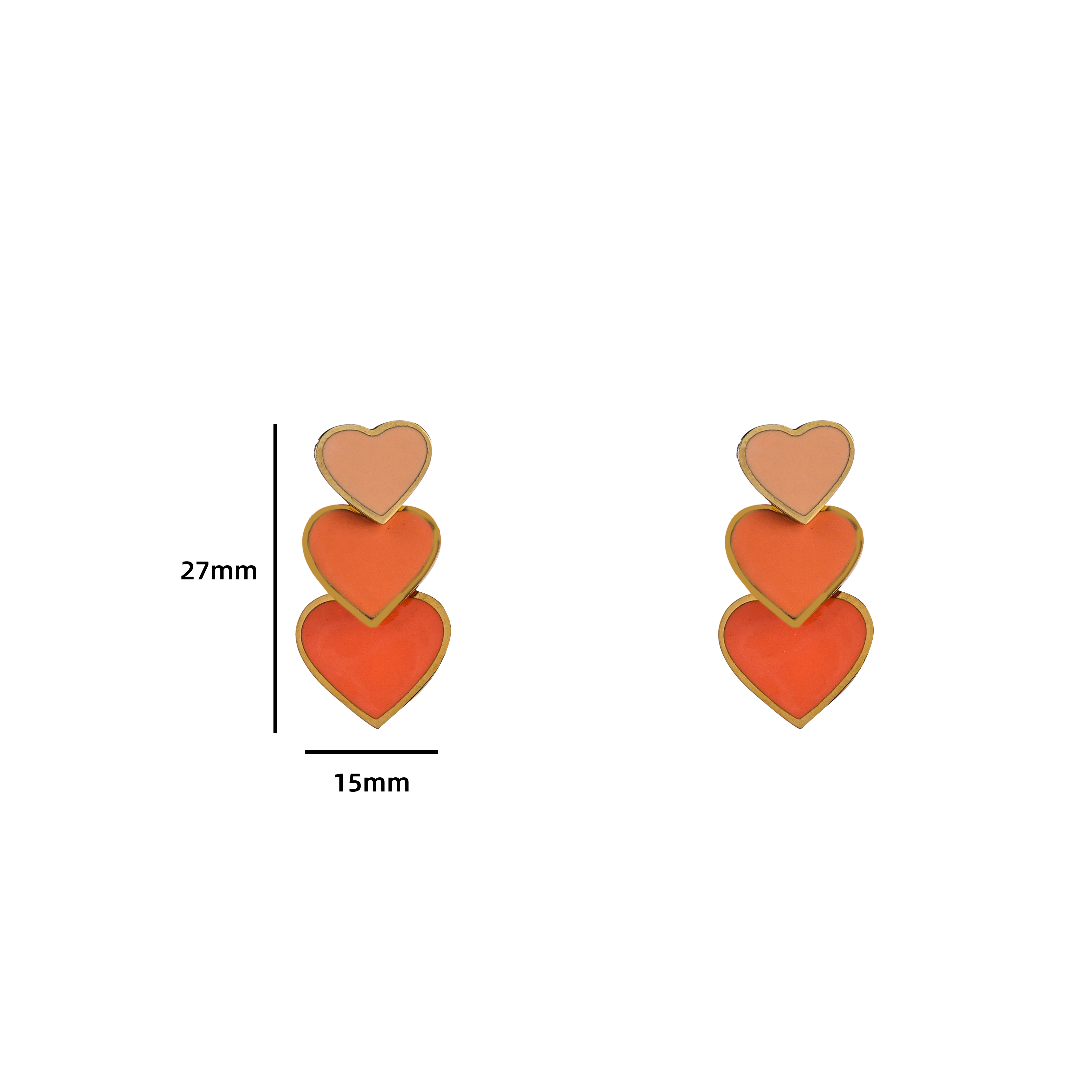 Oorbel Three Little Hearts Nude Gold