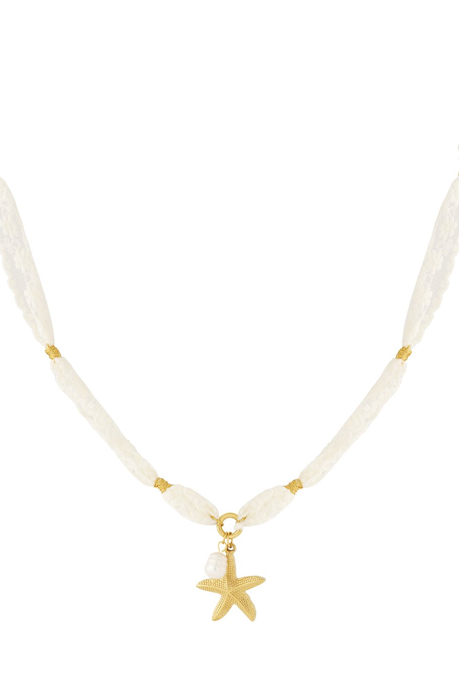 Ketting Seastar and Pearl Gold