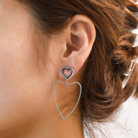 Oorbel Open Heart Dangle Silver