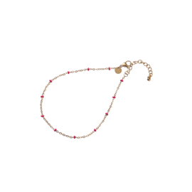 Enkelbandje Fine Colour Fucsia Gold
