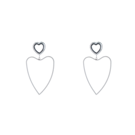 Oorbel Open Heart Dangle Silver