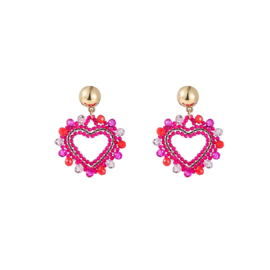 Oorbel Romantic Hearts Pink Mix