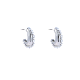 Oorbel Pearly Drop Silver